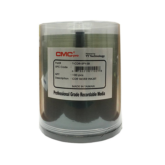 '- Powered by TY Technology 80 Minute/700mb Silver Inkjet CDR in Cake Box - 100 Count