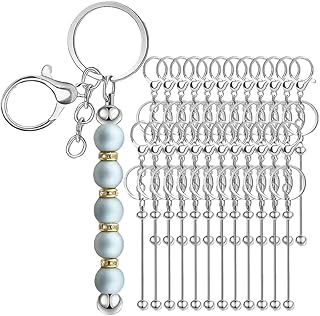 24 Metal Beaded Keychains for Jewelry Making and Crafts