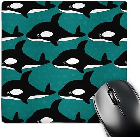 Cute Orca Whales on Waves Mouse Pad