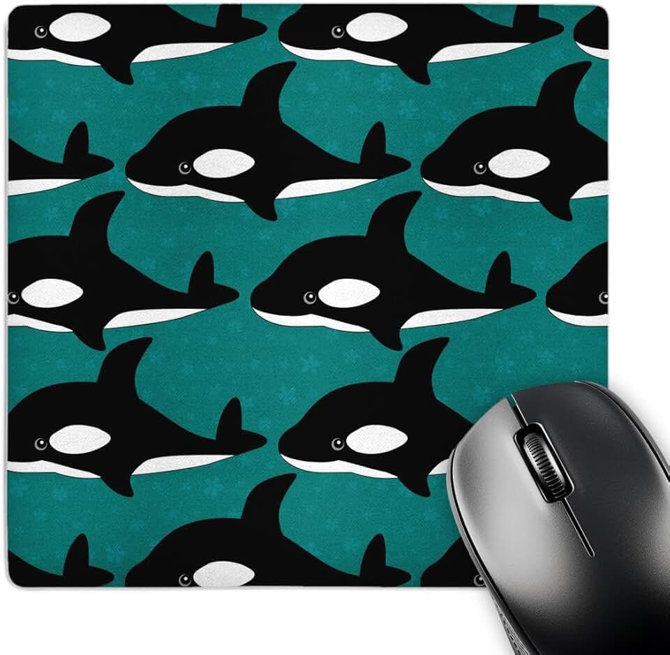 Cute Orca Whales on Waves Mouse Pad