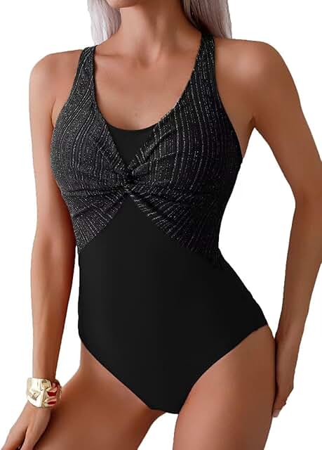 Women's Scoop Neck Twist Front One Piece Swimsuit