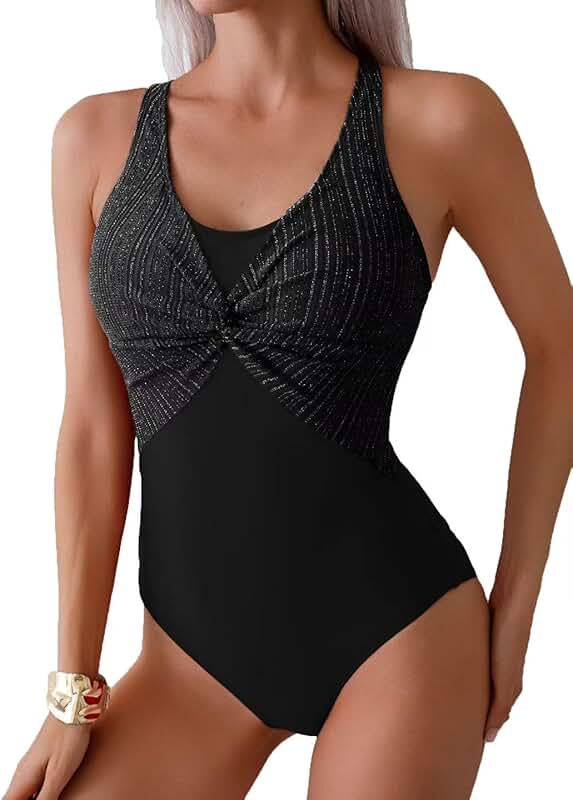Women's Scoop Neck Twist Front One Piece Swimsuit