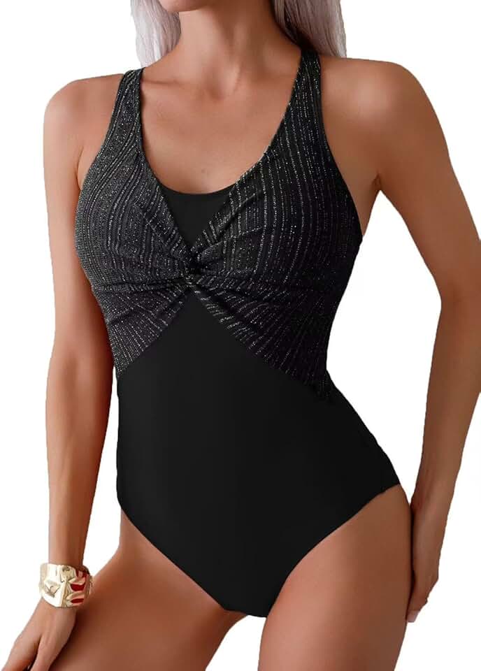 Women's Scoop Neck Twist Front One Piece Swimsuit