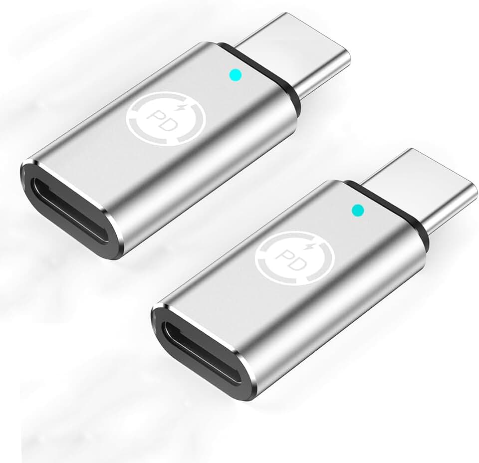 Two Lightning to USB-C Adapters for Fast Charging and Data Transfer