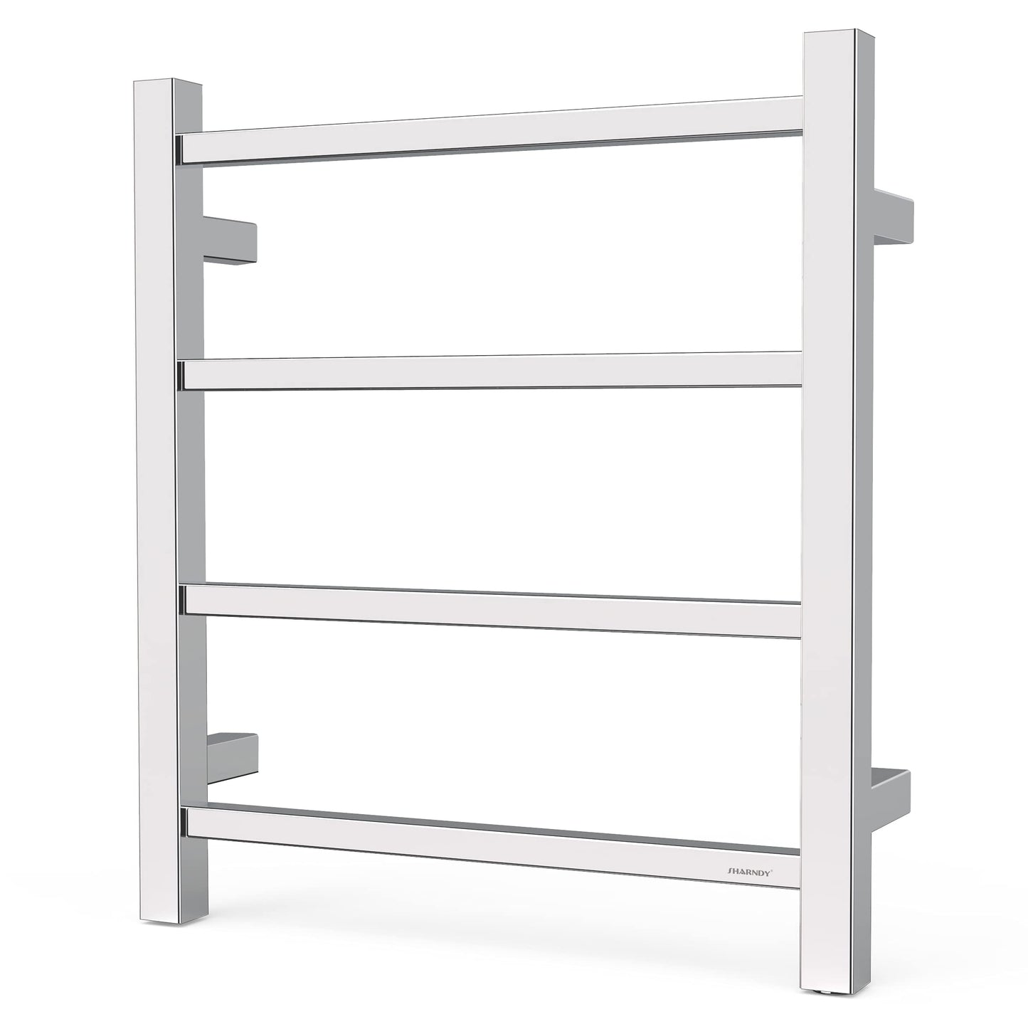 Towel Warmer Polished Chrome for Bathroom Wall Mounted Bath Towel Heater Plug-in Electric Heated Towel Rack Stainless Steel Square 4 Bars Drying Rack ETW13-2A 35W 19.69x17.71x4.33 inches