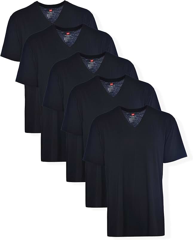 Tall men's V-neck undershirts, tagless, 100% cotton, multipack