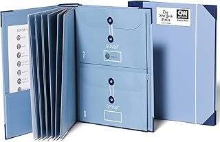 Blue Accordion File Organizer with 13 Pockets