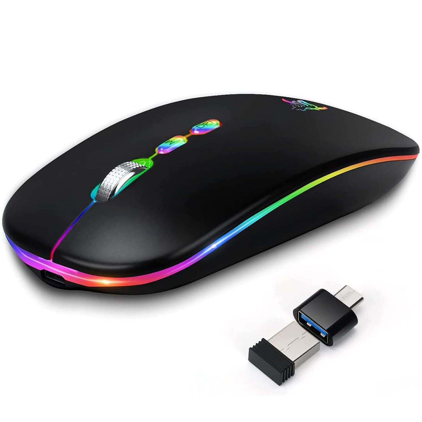 Wireless Slim Rechargeable Optical Mouse with USB and Bluetooth