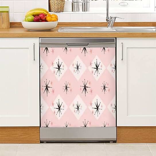 Pink and black minimalist dishwasher magnet cover