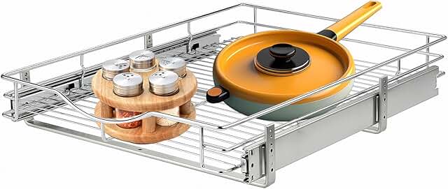 1-Tier Pull-Out Metal Cabinet Organizer, 11" Wide