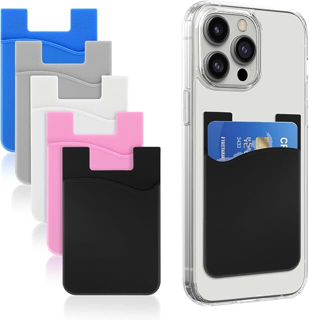 Set of 5 Silicone Phone Card Holders with Adhesive