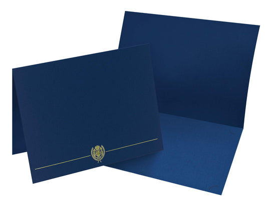 Navy Classic Crest Certificate Cover, 12"x 9.375", 5 Pack