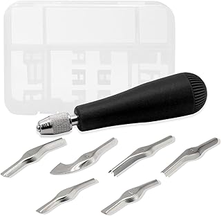 Linocut Carving Kit with 6 Blades for Printing and Sculpture