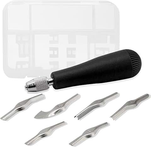 Linocut Carving Kit with 6 Blades for Printing and Sculpture