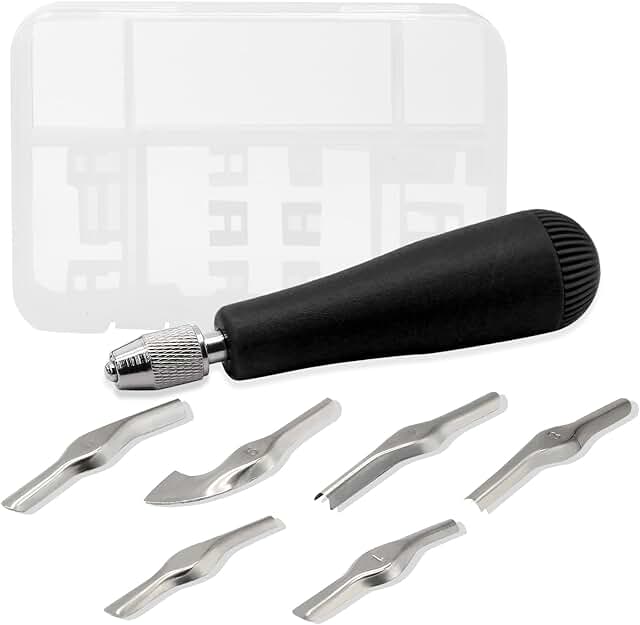 Linocut Carving Kit with 6 Blades for Printing and Sculpture