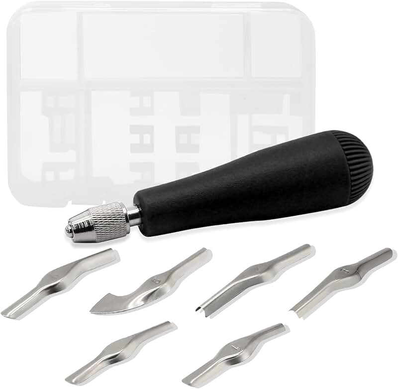 Linocut Carving Kit with 6 Blades for Printing and Sculpture