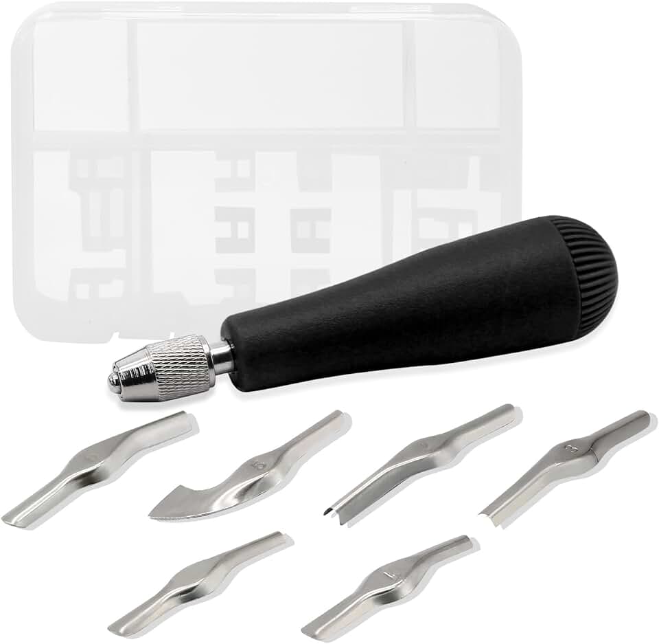 Linocut Carving Kit with 6 Blades for Printing and Sculpture