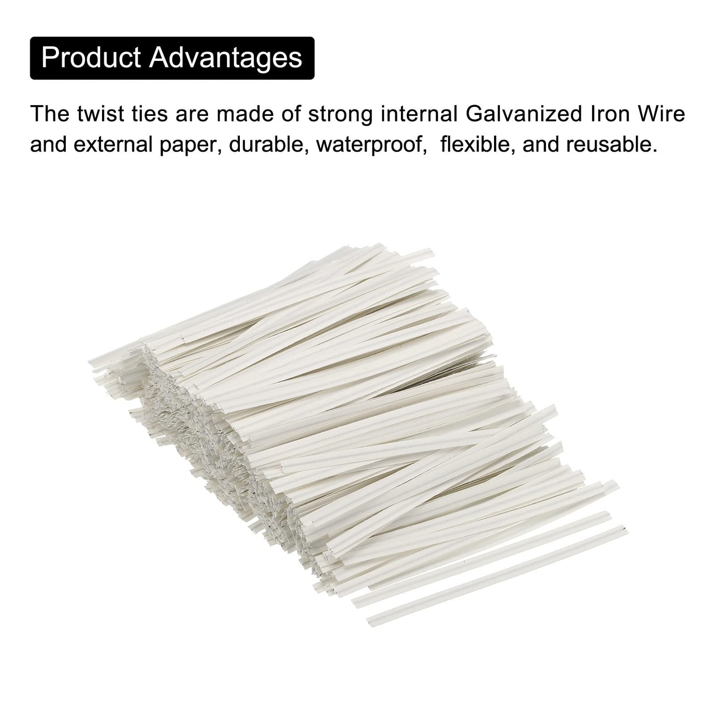 PartyPerfect White Paper Twist Ties 3.5" Pack of 1500