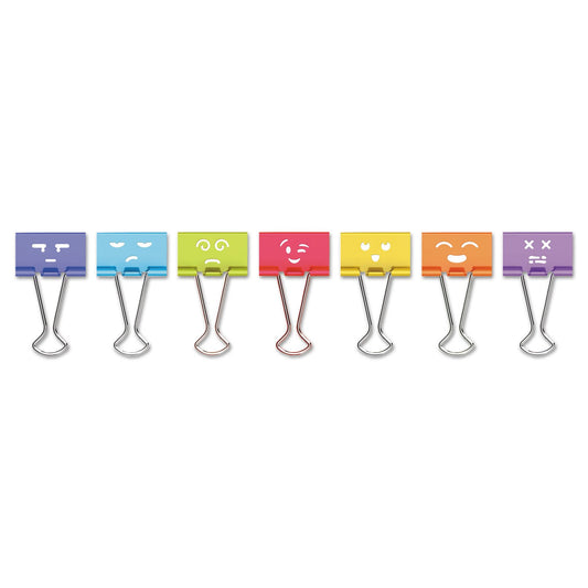 Medium Emoji-Themed Binder Clips with Storage Tub, 42 Pack