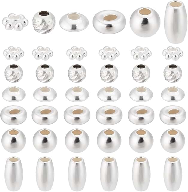 60 Sterling Silver Beads for Jewelry Making