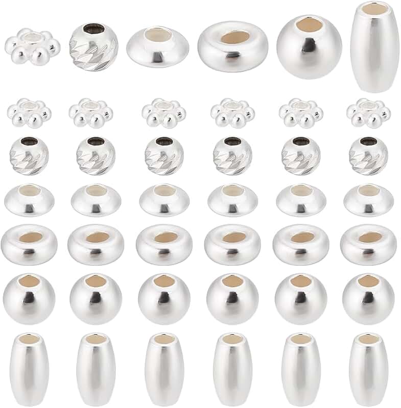 60 Sterling Silver Beads for Jewelry Making