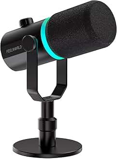 Dynamic USB Microphone with Stand, RGB Light, and Mute