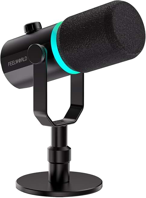 Dynamic USB Microphone with Stand, RGB Light, and Mute