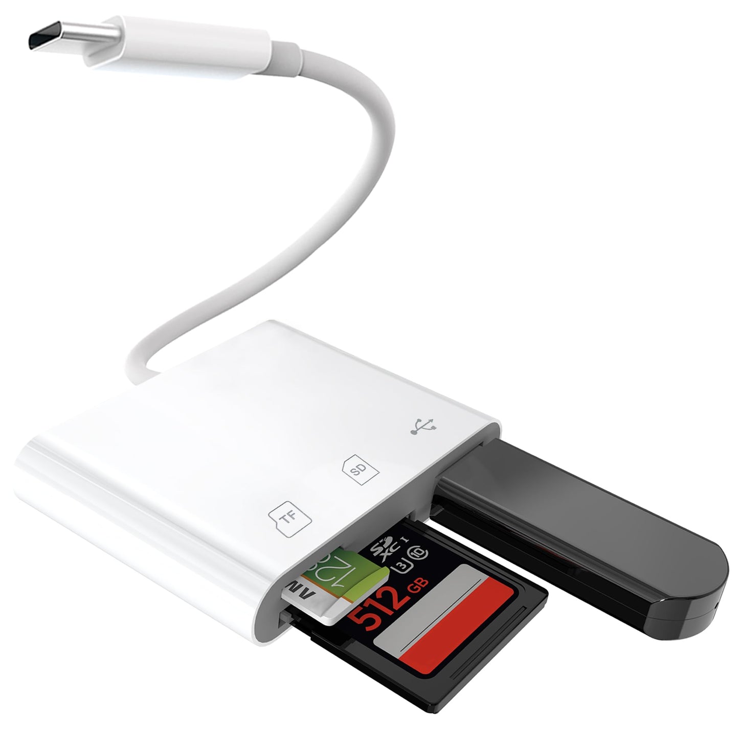 USB-C SD and TF Card Reader 3-in-1 Adapter