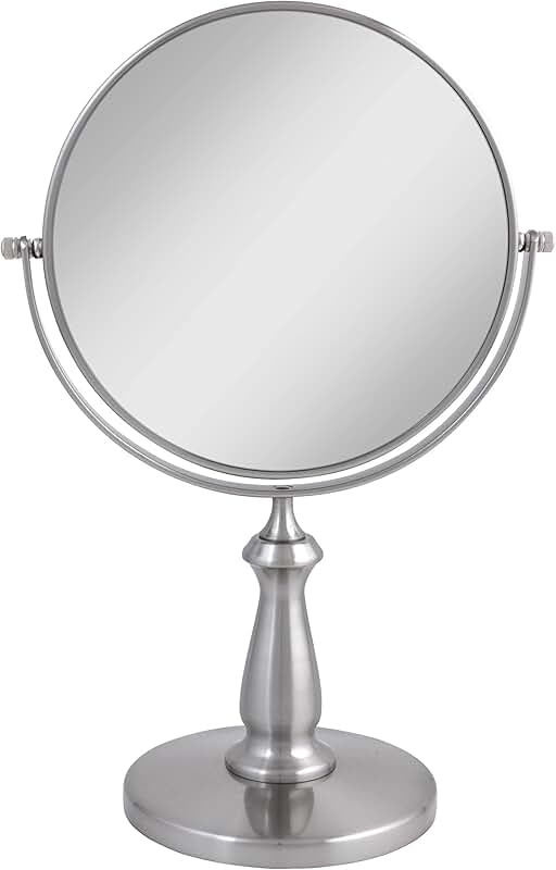 Round 9-inch Makeup Mirror with 8X and 1X Magnification
