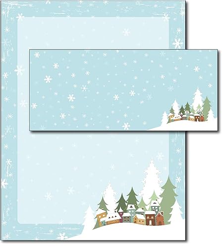 Winter Village Holiday Paper and Envelope Set