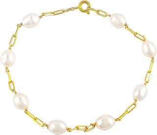 8-Inch Pearl Beads Chain Bracelet for Women