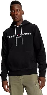 Men's Black Fleece Embroidered Logo Pullover Hoodie, Medium