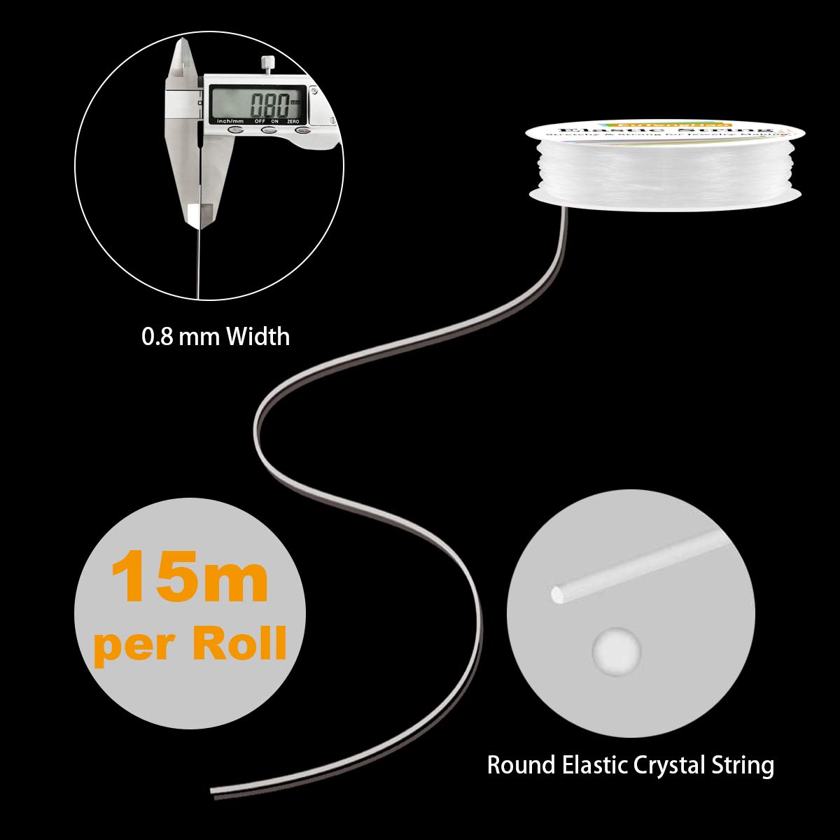 10 Pack Crystal Elastic String for Jewelry Making and Beading