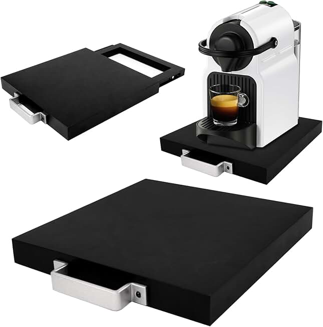 Black sliding tray for coffee machine and kitchen appliances