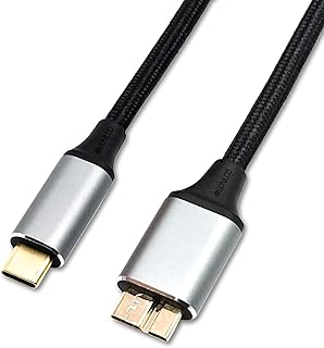 USB Micro B to USB Type C Cable, 10 Gbps, 3A, 0.5m