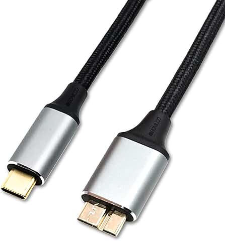USB Micro B to USB Type C Cable, 10 Gbps, 3A, 0.5m