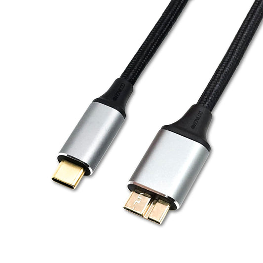 USB Micro B to USB Type C Cable, 10 Gbps, 3A, 9.8 Feet