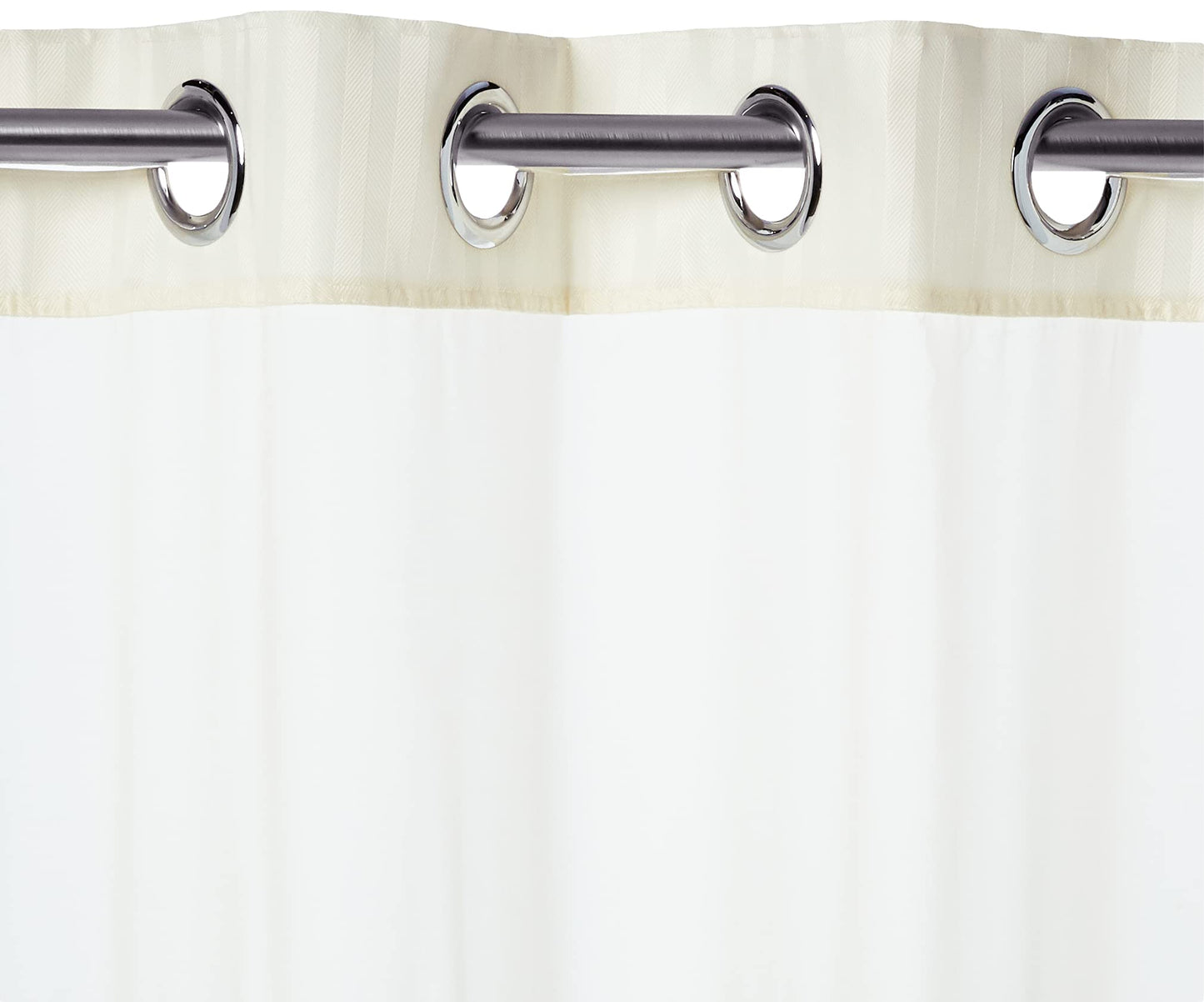 Fabric 3-in-1 Shower Curtain Set with PEVA Snap-In Liner and Window, 71x74 In, Beige