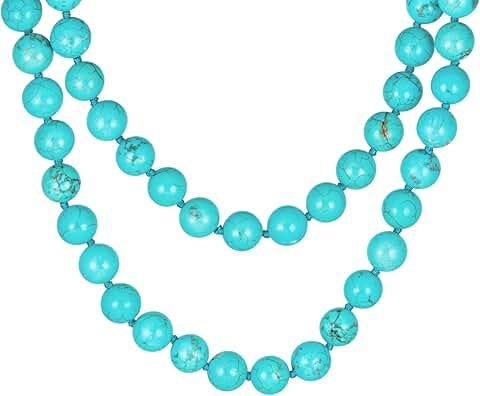 Western Style Blue Turquoise Beaded Necklace
