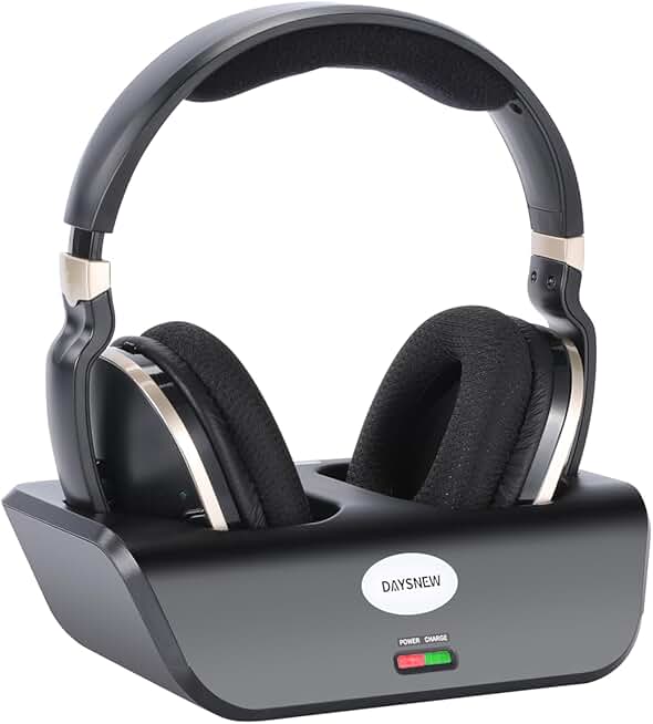 Wireless over-ear headphones for TV with volume control