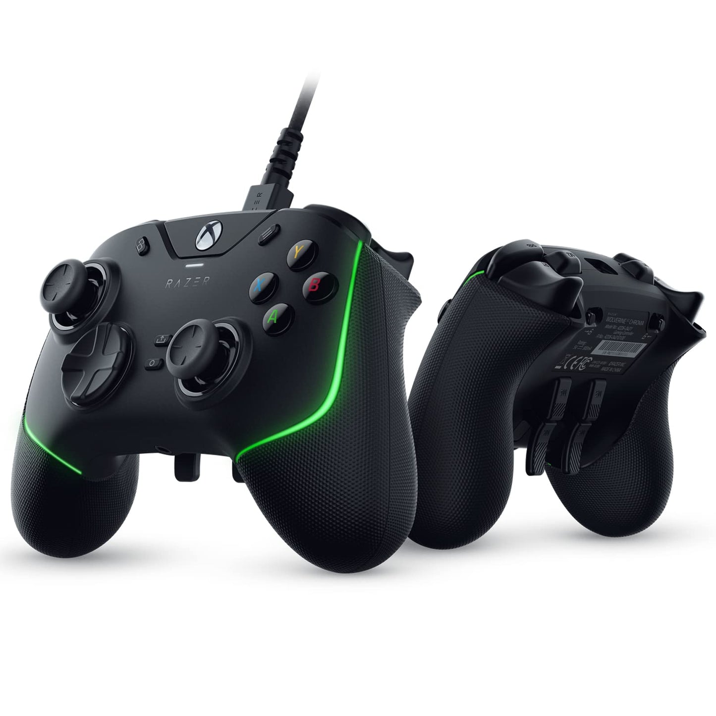 Wolverine V2 Chroma Wired Gaming Pro Controller for Xbox Series X|S, Xbox One, PC: RGB Lighting - Remappable Buttons & Triggers - Mecha-Tactile Buttons & D-Pad - Trigger Stop-Switches - Black
