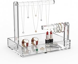 Two-Tier Clear Acrylic Jewelry Organizer with Removable Trays