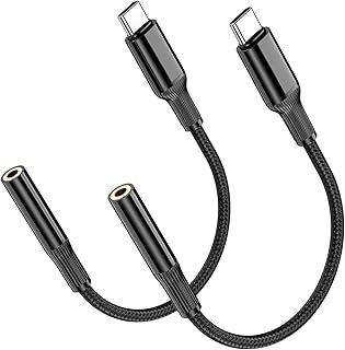 2-Pack USB C to 3.5mm Audio Adapter with Nylon Cable