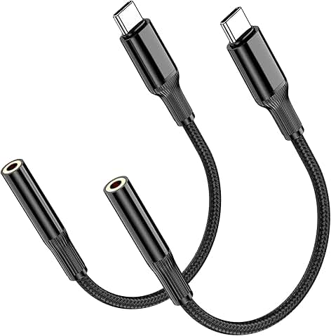 2-Pack USB C to 3.5mm Audio Adapter with Nylon Cable