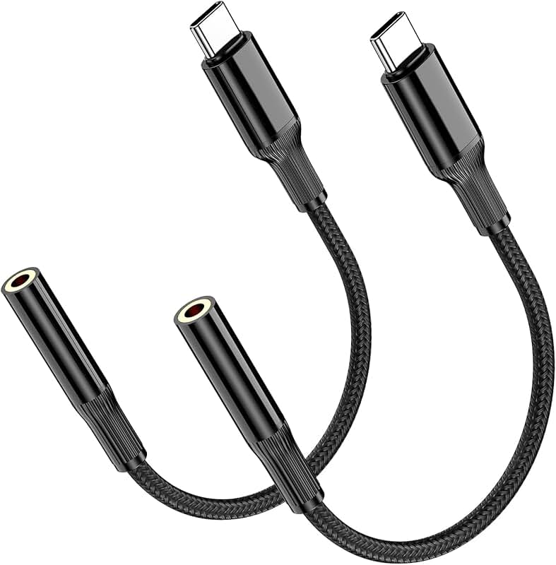 2-Pack USB C to 3.5mm Audio Adapter with Nylon Cable