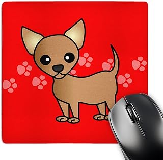 Cute Tan Chihuahua Mouse Pad with Red Paw Prints