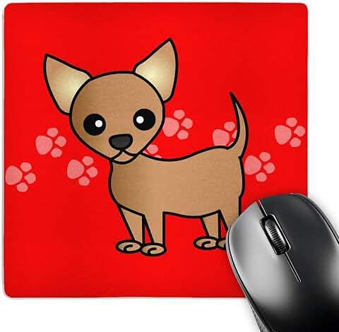 Cute Tan Chihuahua Mouse Pad with Red Paw Prints