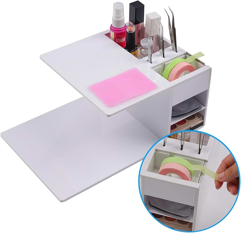 Eyelash Extension Pillow Shelf with Tape Dispenser and Organizer