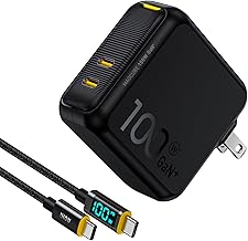 100W USB C GaN+ Charger with 2 Ports and LED Cable