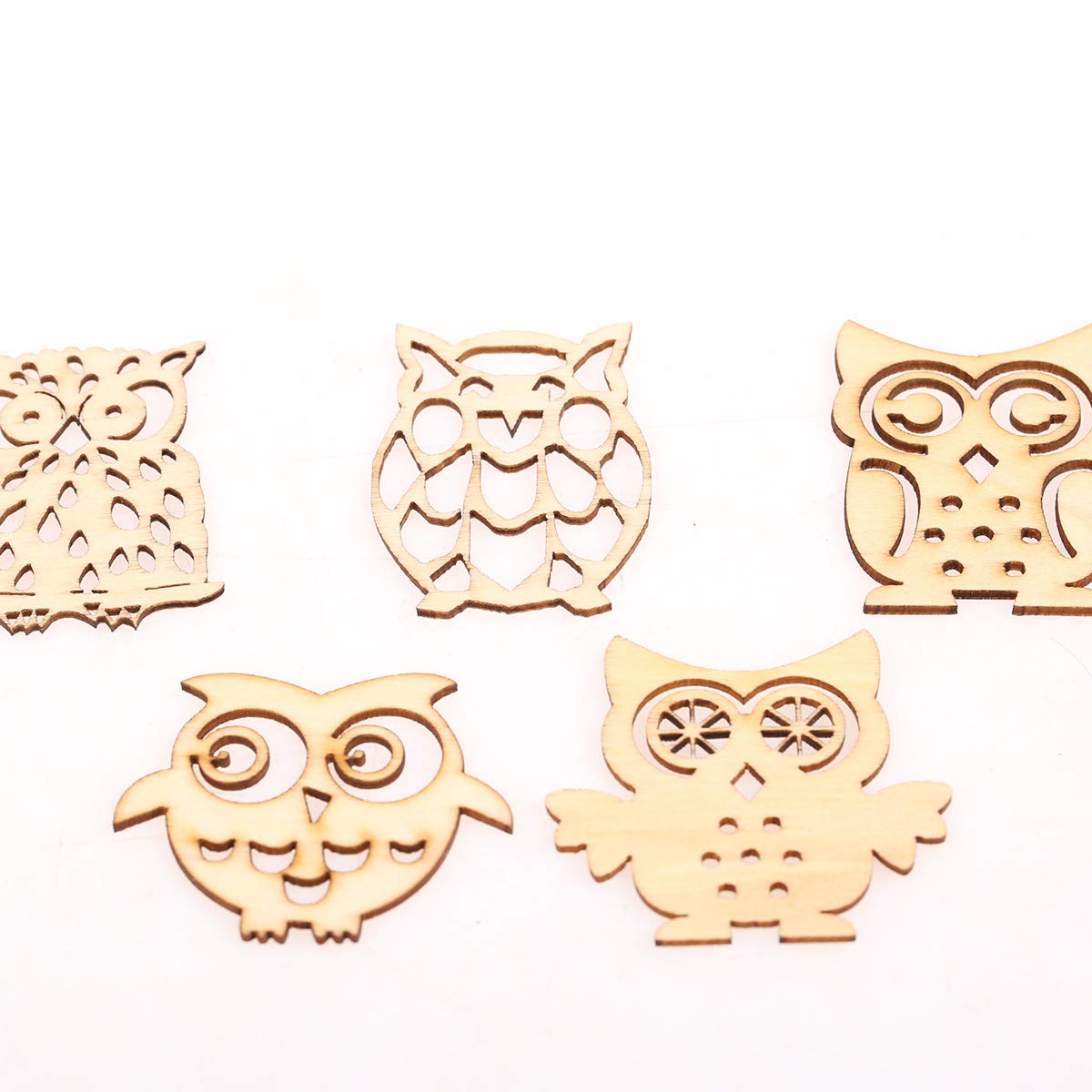 10 Assorted Owl-Shaped Wooden Slices 4.3x3.2cm